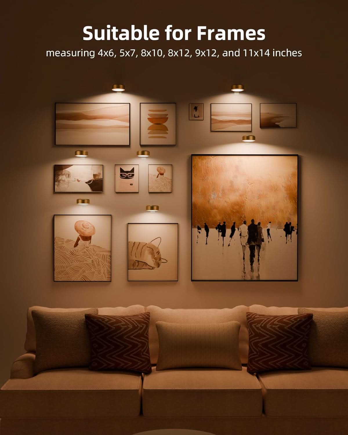 EZVALO 3 Pack Picture Lights, 2000mAh Rechargeable Magnetic Wall Lights, 15 Colors RGB+3 Modes, Dimmable Remote Timer, Wireless Art Display Lights for Paintings & Frames - EZVALO