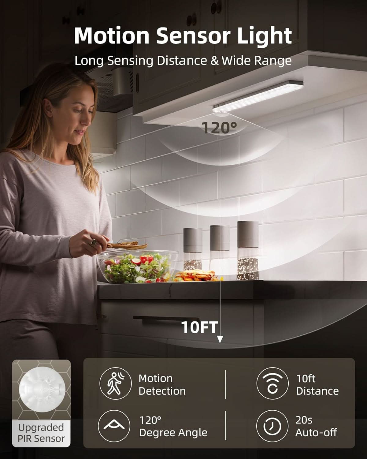 EZVALO 6 - Pack Under Cabinet Lighting with Charging Station, 2000mAh Rechargeable Wireless Motion Sensor Lights, 3 Color Temps, Dimmable, Timer, Magnetic, with Remote Control for Kitchen, Closet, Stair - EZVALO