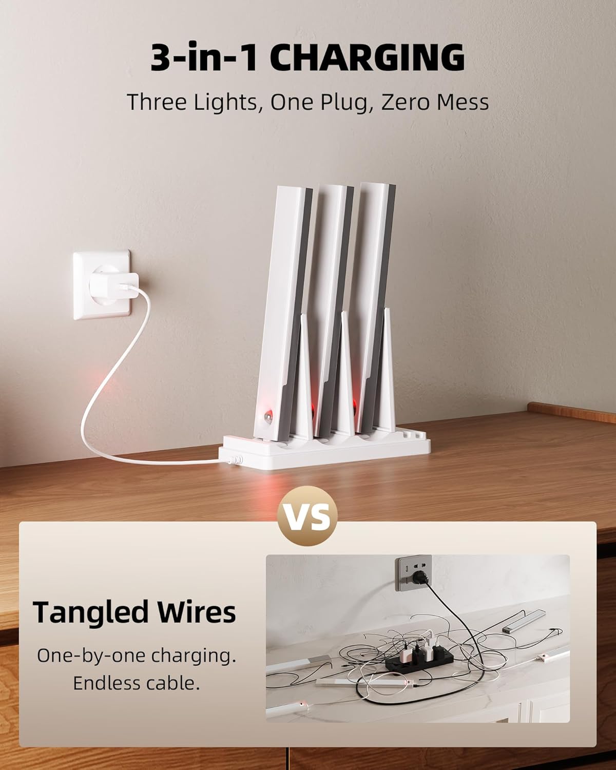 EZVALO 6 - Pack Under Cabinet Lighting with Charging Station, 2000mAh Rechargeable Wireless Motion Sensor Lights, 3 Color Temps, Dimmable, Timer, Magnetic, with Remote Control for Kitchen, Closet, Stair - EZVALO