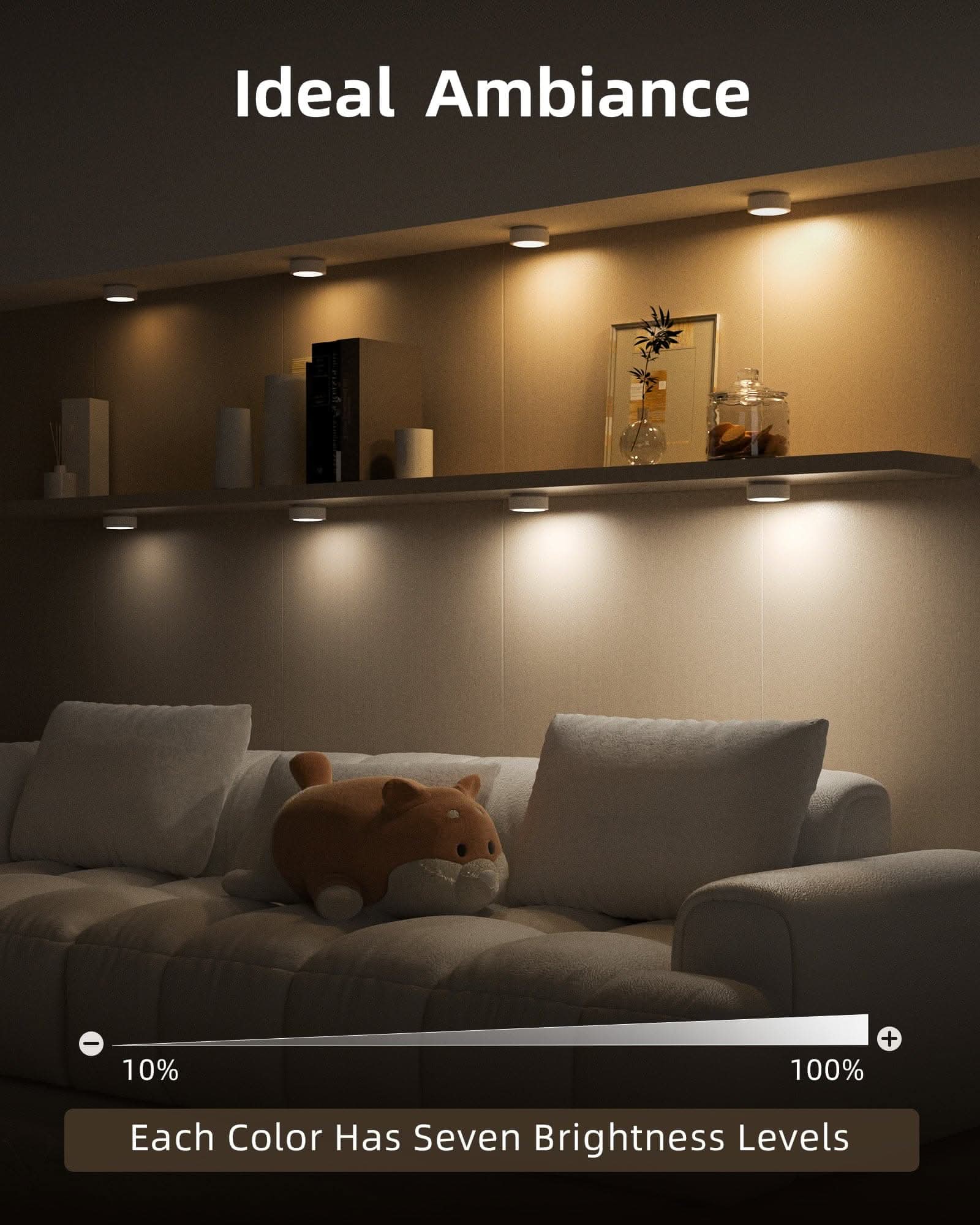 Puck Lights with Remote, 14 Colors Changeable RGB LED Under Cabinet Lighting, 1200mAh Rechargeable Under Cabinet Lights, Tap Light, Stick on Lights for Kitchen, Counter, Closet - EZVALO