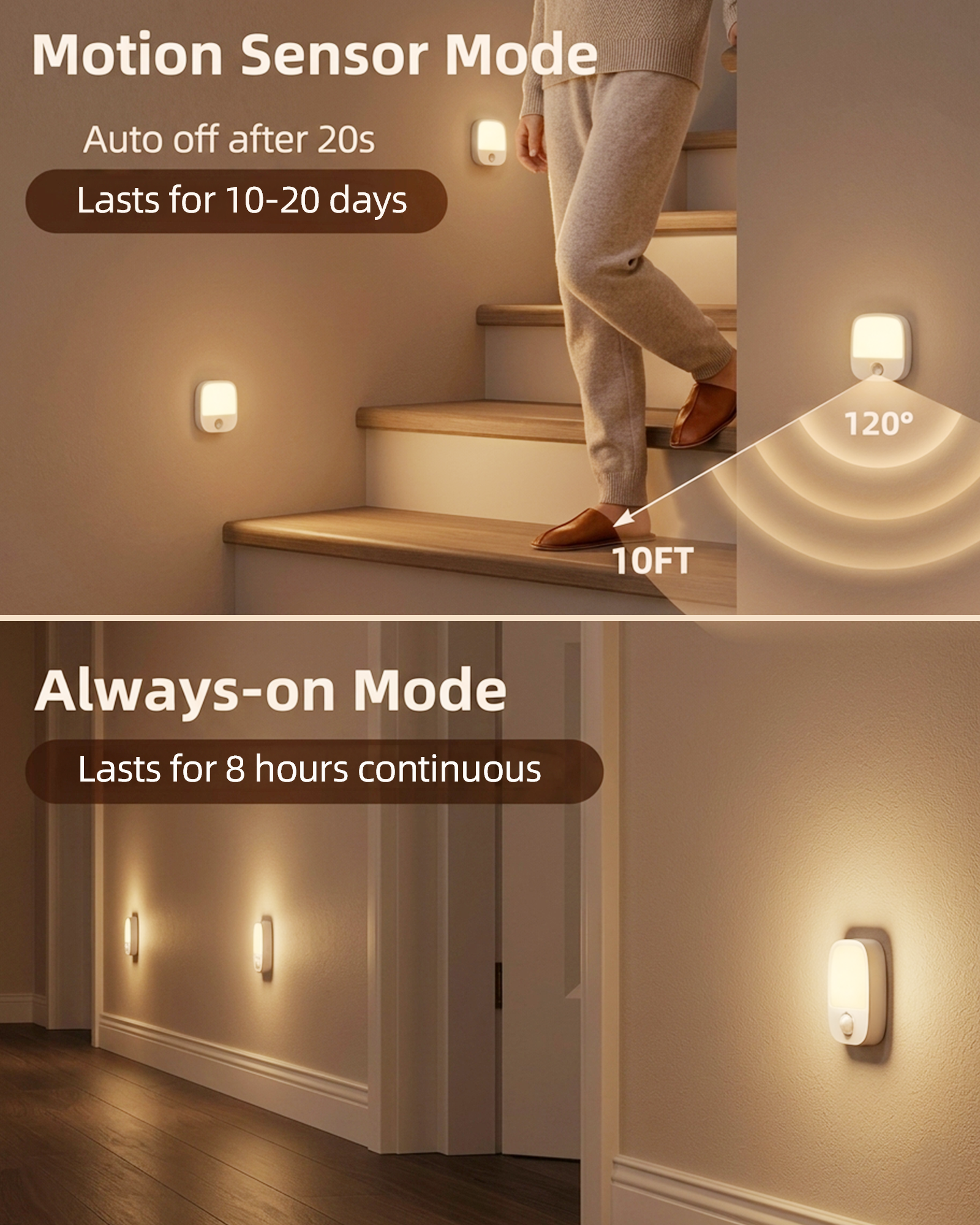 EZVALO Rechargeable Motion Sensor Night Lights, 4 Pack Magnetic Stick-On LED Lights, 3 Color Temperatures, 10%-100% Dimming & Memory, 1000mAh Light for Closet, Bedroom, Hallway, Stairs, Bathroom