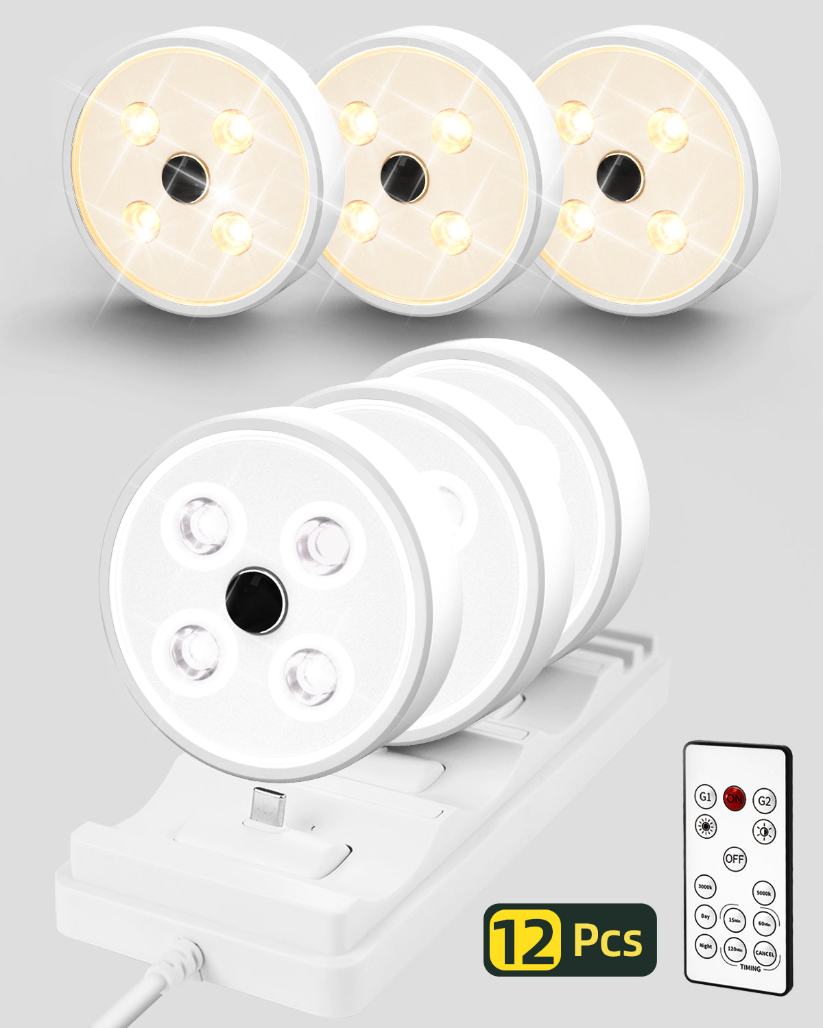 EZVALO Led Puck Lights Pro Group Control Under Cabinet Lights with Remote Station