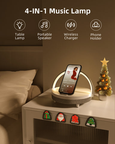 EZVALO EzFlex C 4-in-1 Music Bedside Lamp with Wireless Charger Christmas Special