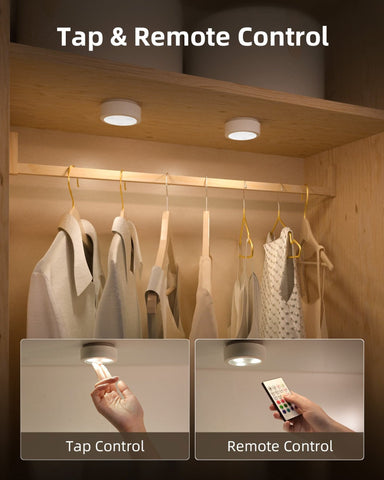 Puck Lights with Remote, 14 Colors Changeable RGB LED Under Cabinet Lighting, 1200mAh Rechargeable Under Cabinet Lights, Tap Light, Stick on Lights for Kitchen, Counter, Closet