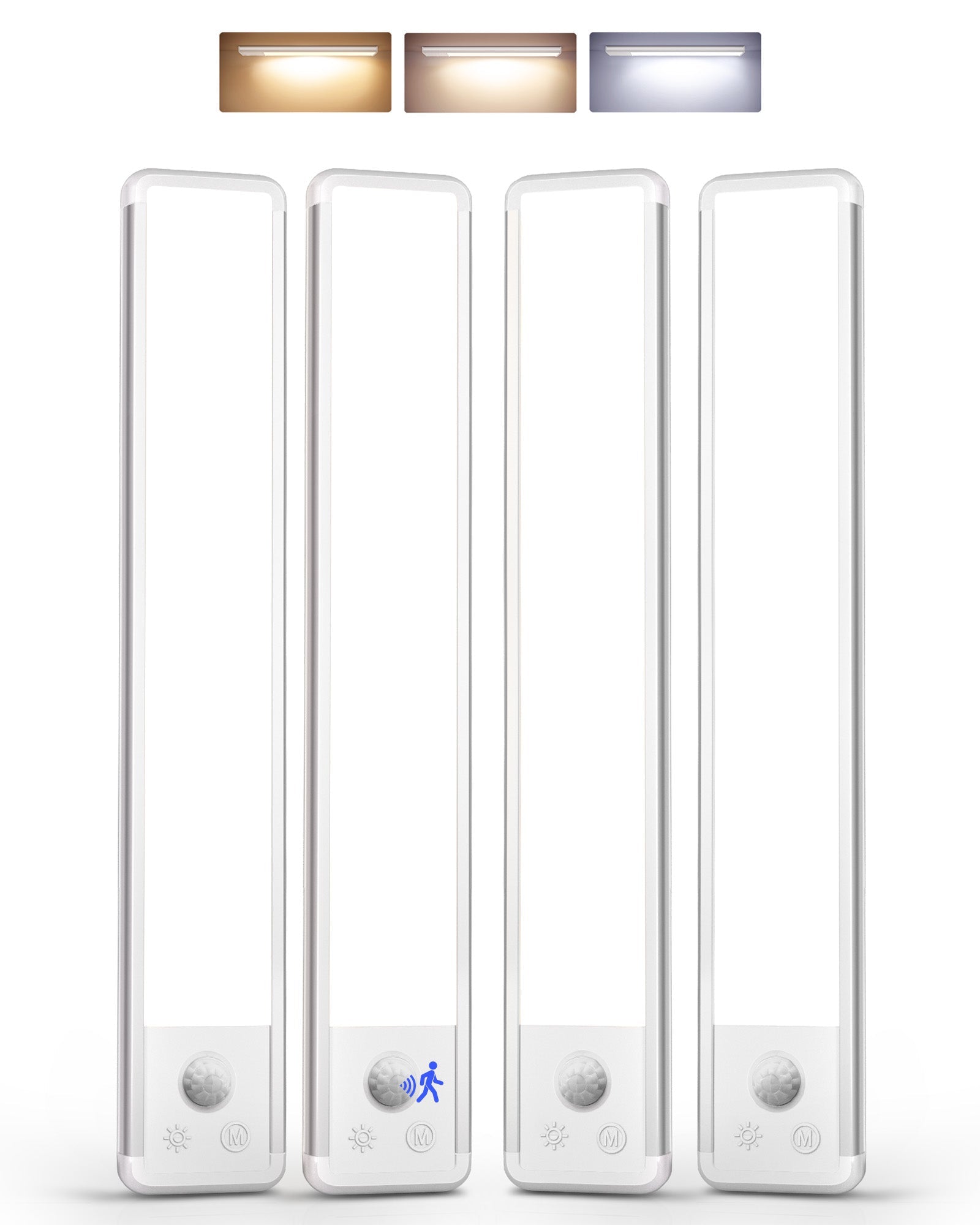 EZVALO 11.8 - inch Under Cabinet Lighting, 3 Color Temperatures, 2400 mAh Rechargeable Motion Sensor Light Indoor, LED Magnetic Wireless Light with Dimmable for Kitchen, Stairs, Pantry, Closet - EZVALO