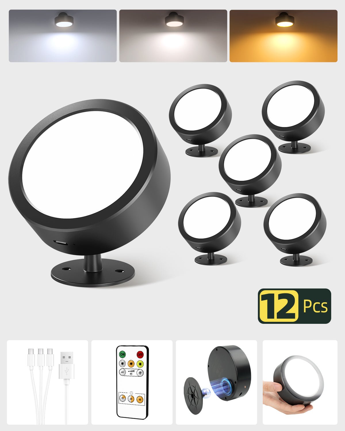 EZVALO 360°Rotation Remote and Touch Control LED Wall Mounted Lights - EZVALO