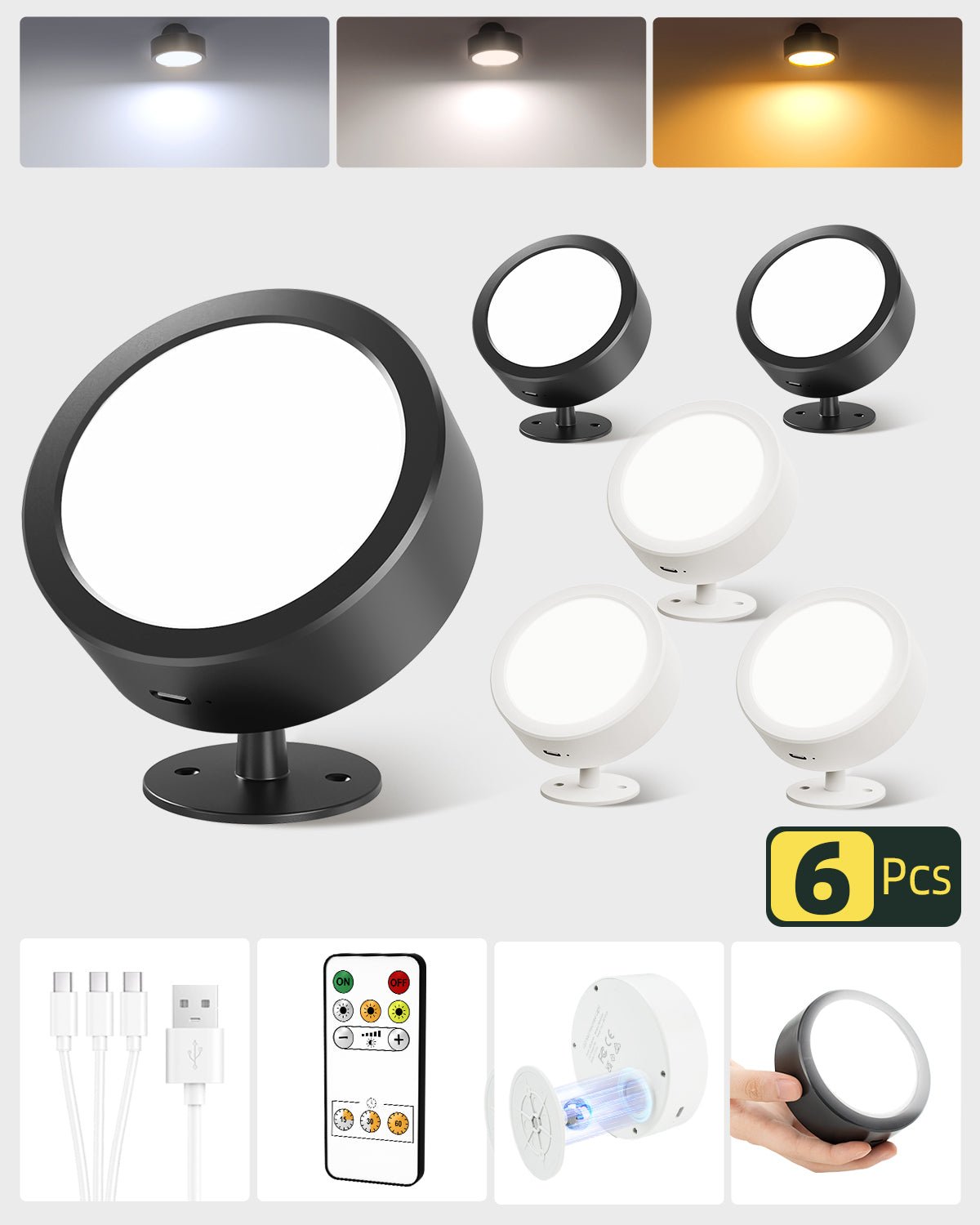 EZVALO 360°Rotation Remote and Touch Control LED Wall Mounted Lights - EZVALO