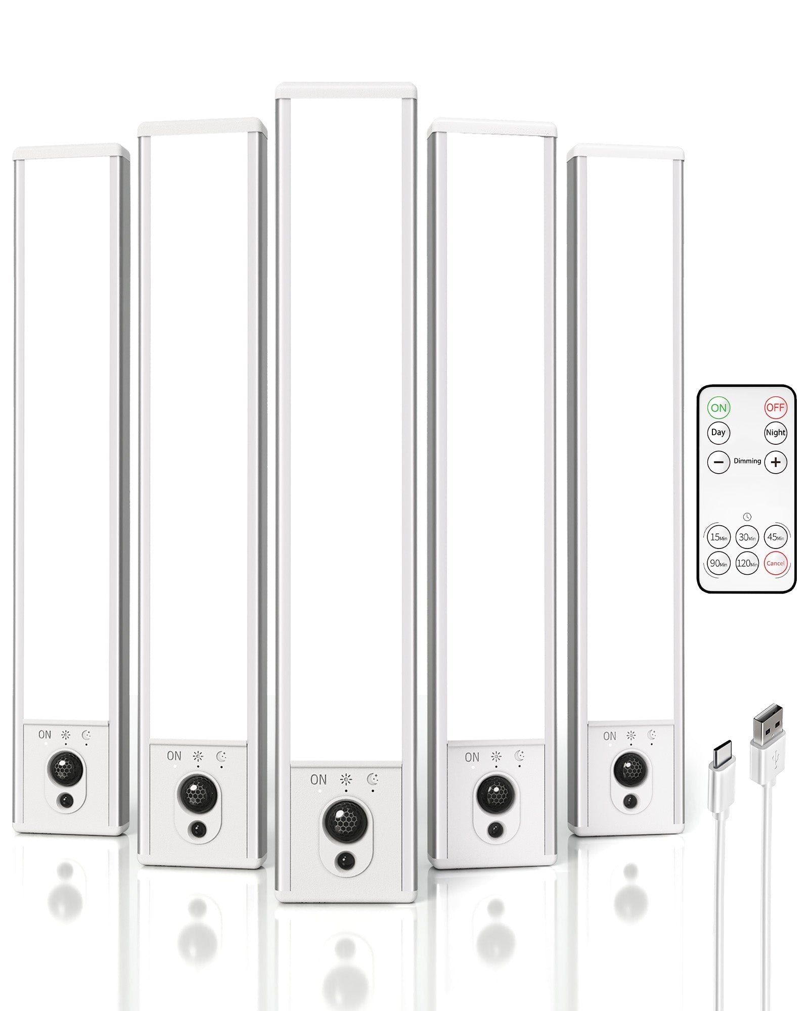 EZVALO 5 - Pack Under Cabinet Lighting, 2400mAh Motion Sensor Light, LED Closet Lights Wireless, 6500K Dimmable, Timer, Magnetic, with Remote Control for Kitchen, Closet, Stair - EZVALO