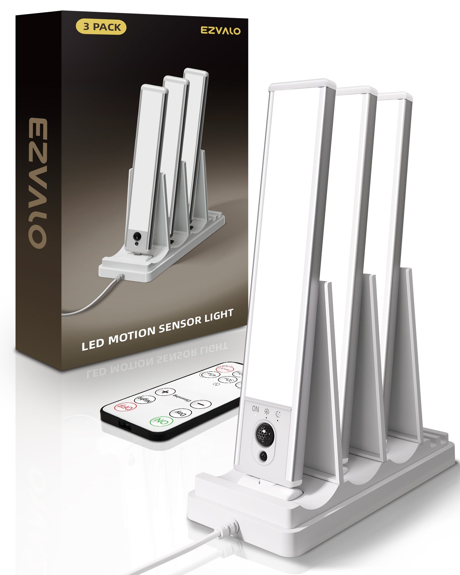 EZVALO 5 - Pack Under Cabinet Lighting, 2400mAh Motion Sensor Light, LED Closet Lights Wireless, 6500K Dimmable, Timer, Magnetic, with Remote Control for Kitchen, Closet, Stair - EZVALO