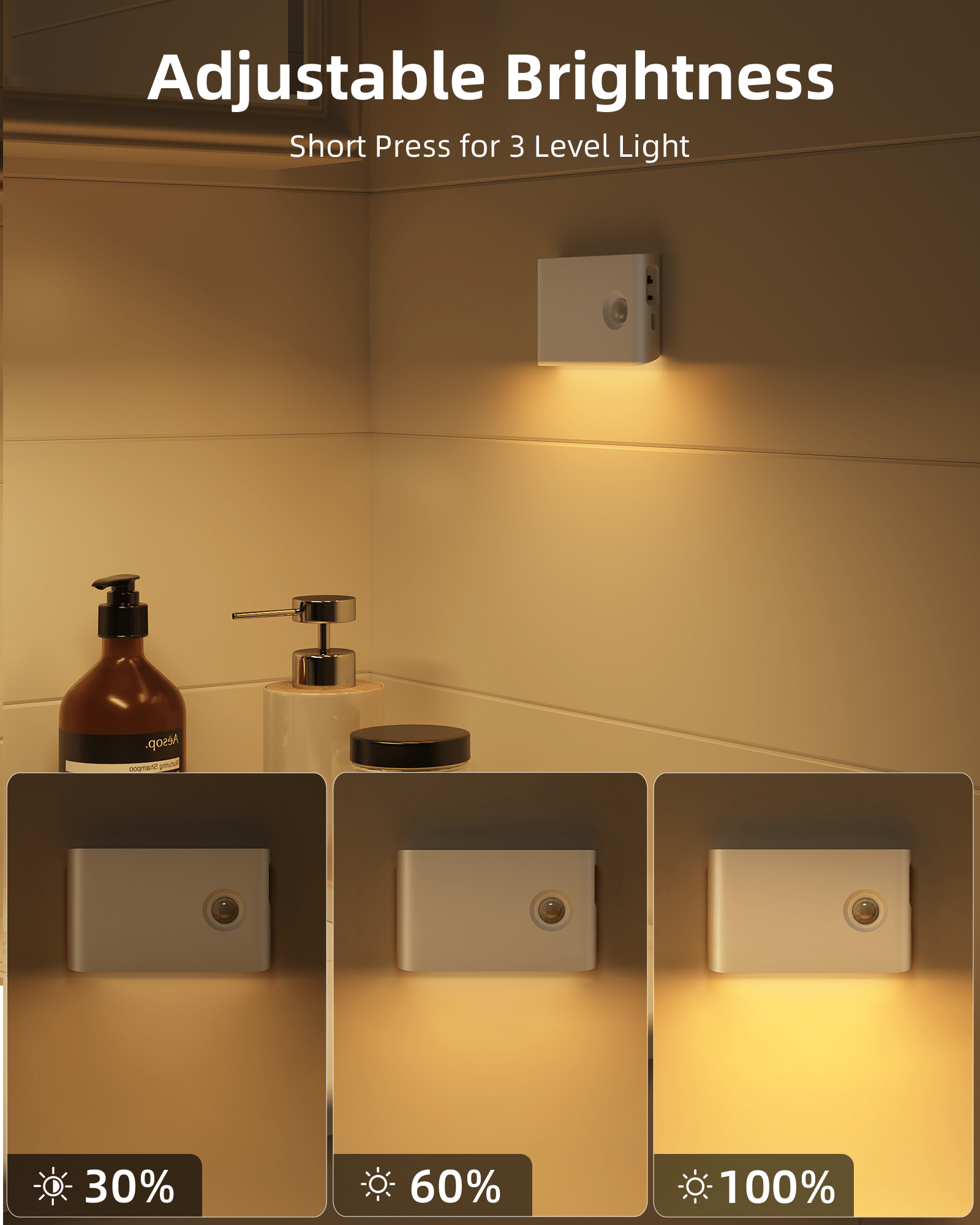 EZVALO 6 Pack Motion Sensor Night Lights, Sync LED Stair Lights Indoor, 1500mAh Rechargeable, Magnetic & Dimmable, 3000K Soft White, Portable Nightlight for Hallway, Stairs, Bathroom, Bedroom - EZVALO