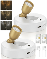 EZVALO Spotlight Indoor with Remote, 4000mAh Rechargeable Battery-Powered Plant Spot Lights, Wireless Mini Uplights with Dimmable & 3-CCT, Timer, Accent Lighting for Pictures, Art, Displays (2-Pack) - EZVALO