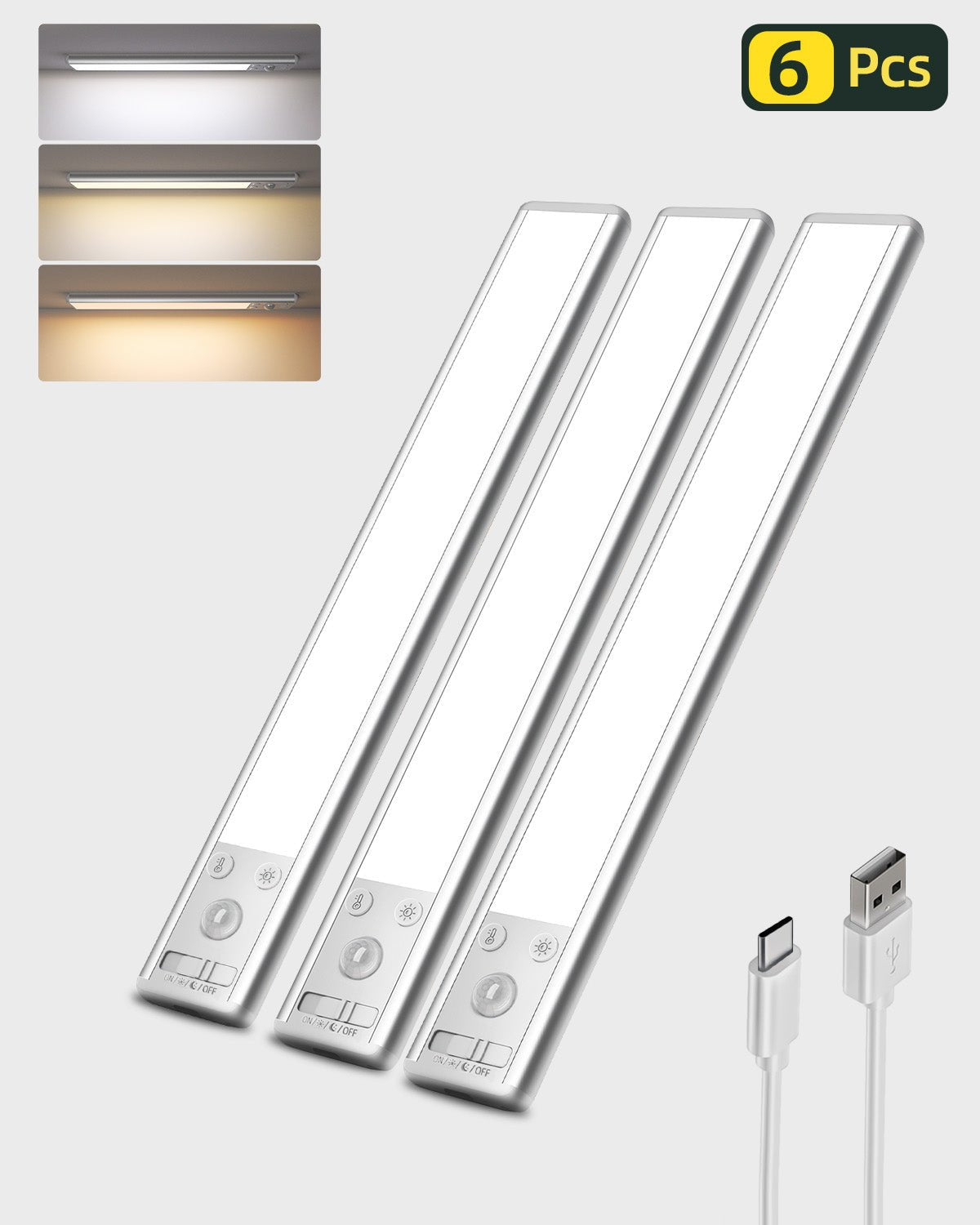 EZVALO Under Cabinet Lights, 62 LED Motion Sensor Lights Indoor 3 Color Temps - EZVALO