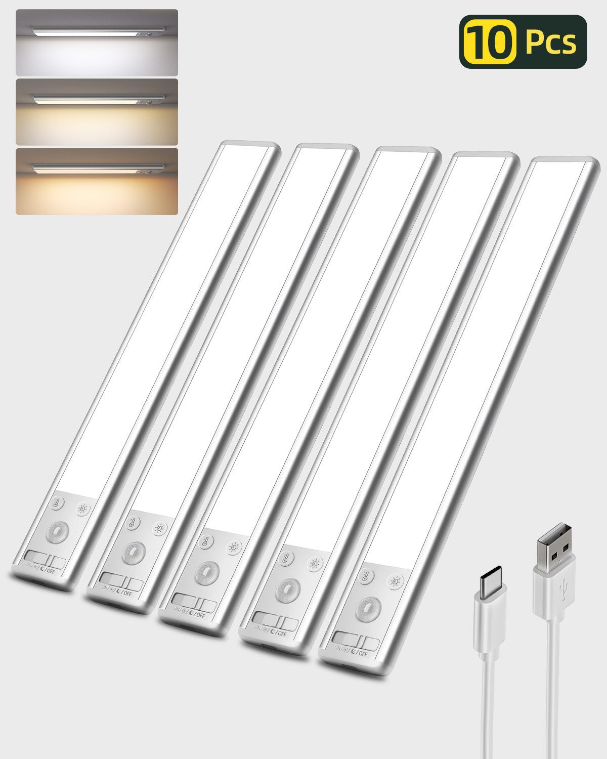 EZVALO Under Cabinet Lights, 62 LED Motion Sensor Lights Indoor 3 Color Temps - EZVALO