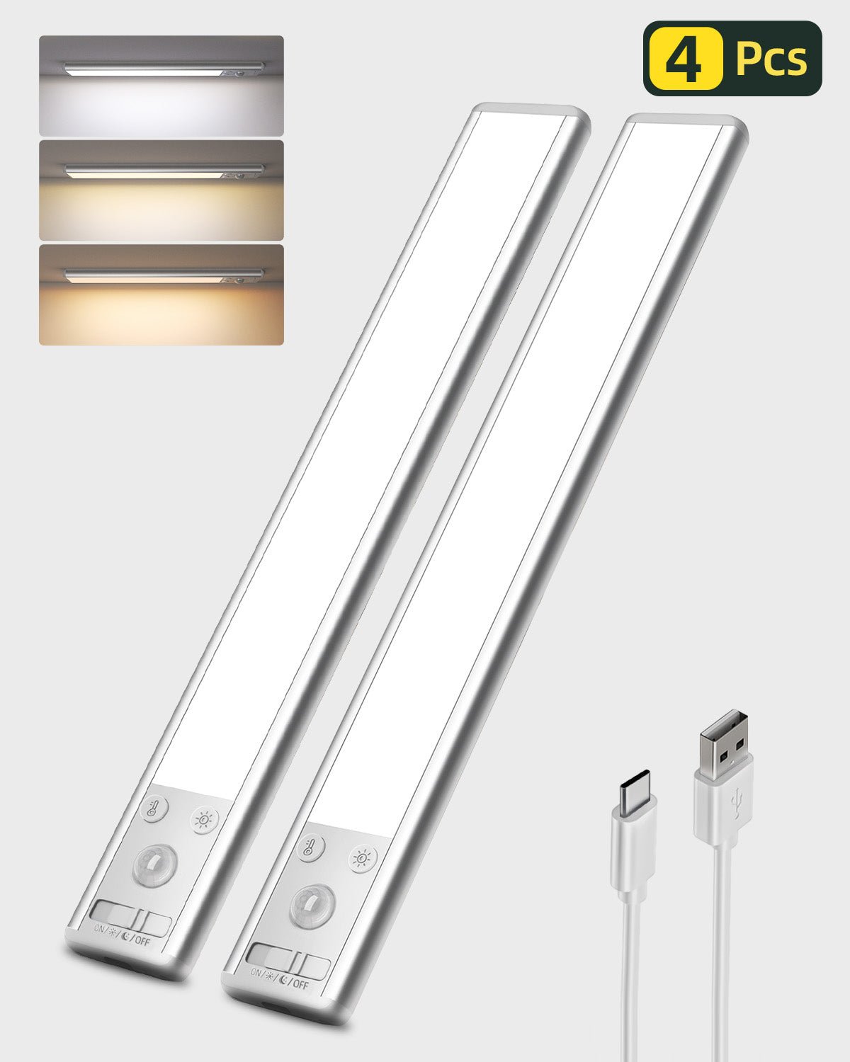 EZVALO Under Cabinet Lights, 62 LED Motion Sensor Lights Indoor 3 Color Temps - EZVALO