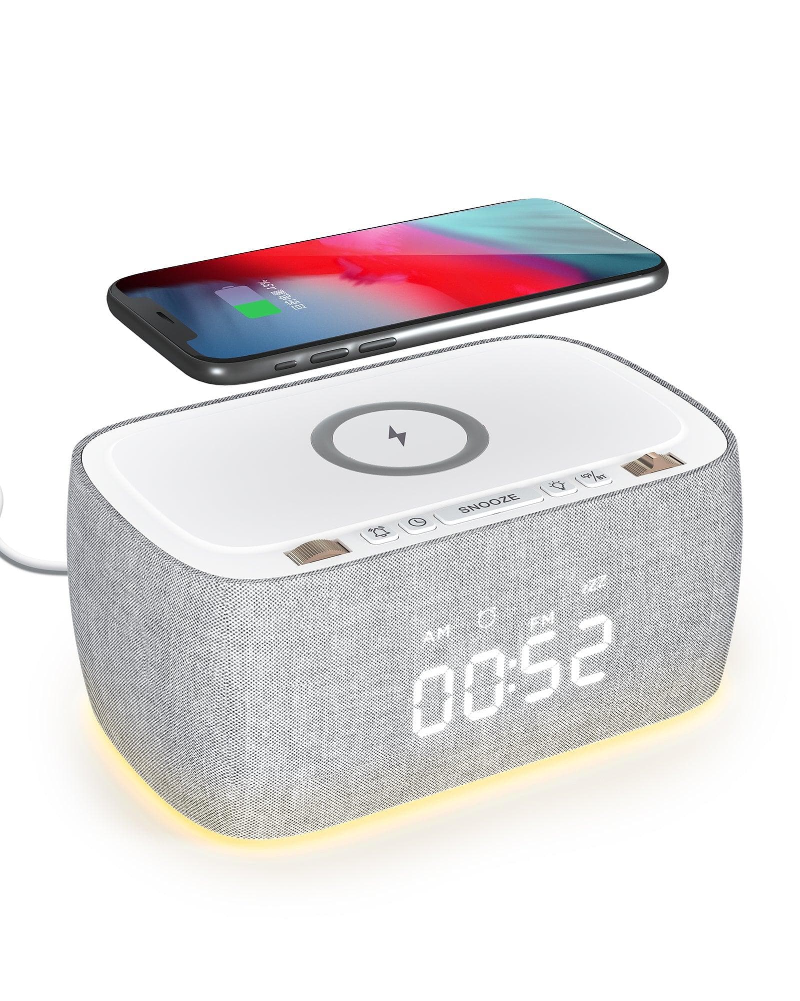 EZVALO EzChrono Air 6-in-1 Alarm Clock with Wireless Charger & Night Light